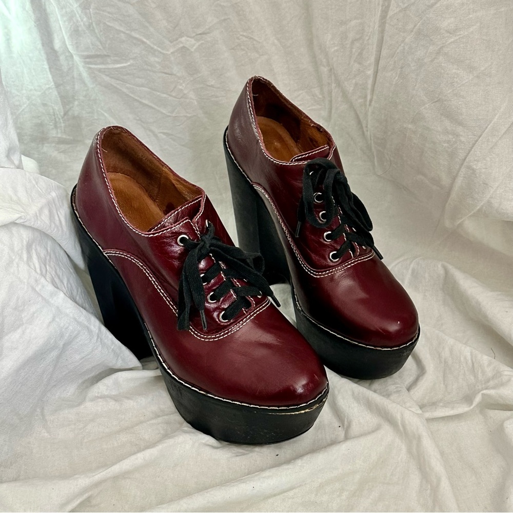 jeffrey campbell burgundy tardy low platform loafer style platforms size 9.5